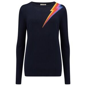 NWT Sugarhill Brighton Navy Velma Jumper w Lightning Bolt